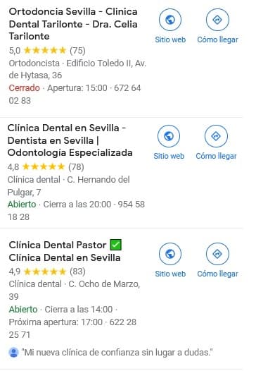 SEO local para clínica dental en Sevilla
